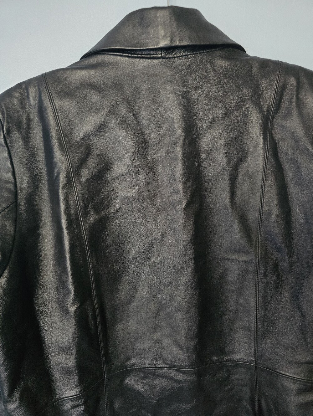 Vntg Chadwicks Women's Black 100% Leather Trench Coat Size M - Picture 10 of 13